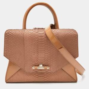 Givenchy Beige Watersnake Leather and Patent Leather Medium Obsedia Tote