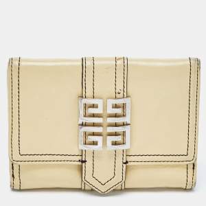 Givenchy Beige Leather Flap Compact Wallet