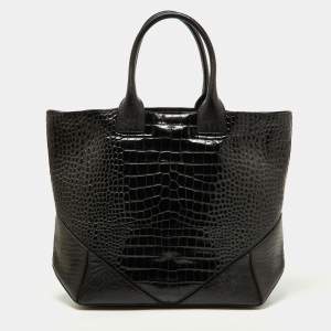 Givenchy Black Croc Embossed Leather Easy Tote