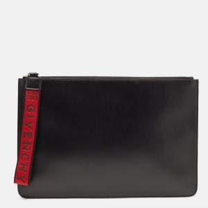 Givenchy Black/Red Coated Canvas Large 4G Wristlet Pouch