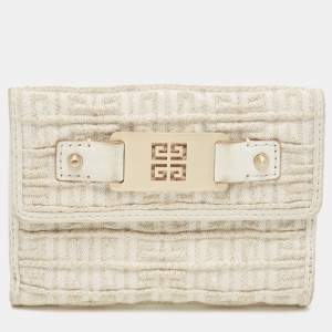 Givenchy Off White/Gold Monogram Canvas Compact Wallet