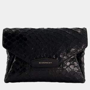 Givenchy Black Pirarucu Antigona Envelope Clutch Bag