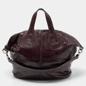 Pre Owned Givenchy Plum Aged Patent Leather Medium Nightingale Satchel