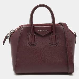 Pre Owned Givenchy Burgundy Leather Mini Antigona Satchel