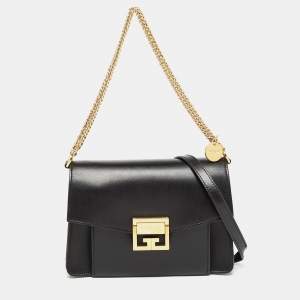Givenchy Black Glossy Leather Small GV3 Shoulder Bag
