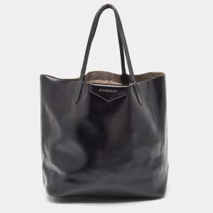 Pre Owned Givenchy Black Glossy Leather Antigona Shopper Tote