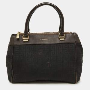 Givenchy Brown/Black Monogram Canvas and Leather Double Zip Tote 