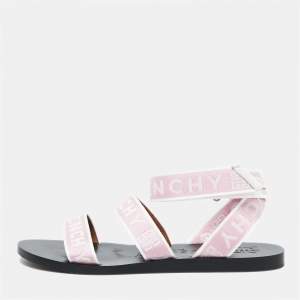 Givenchy Pink Canvas  Strappy Flats Slides Size 38