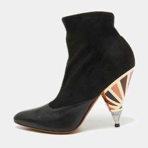 Givenchy Black Leather and Suede Ankle Length Boots Size 38