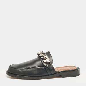 Givenchy Black Leather Chain Mules Size 39.5