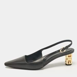 Givenchy Black Leather Slingback Pumps Size 38