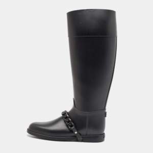 Givenchy Black Rubber Pluie Chain Rain Boots Size 38