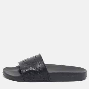 Givenchy Black Rubber Logo Flat Slide Sandals Size 39