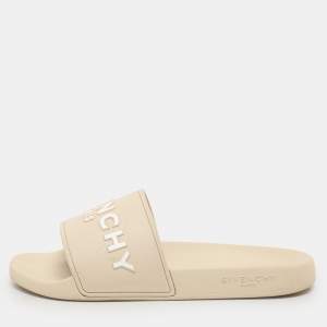 Givenchy Cream Rubber Logo Slide Sandals Size 44