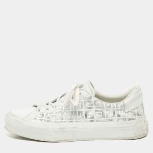 Givenchy White Perforated Signature Leather Low Top Sneakers Size 40