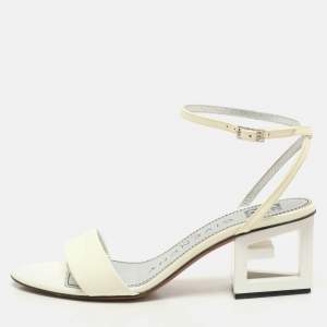 Givenchy White Patent Leather Triangle Ankle Strap Sandals Size 37