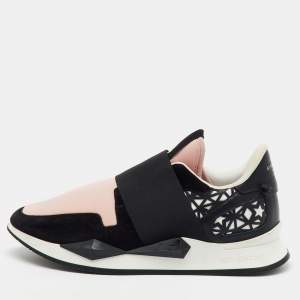 Givenchy Black/Light Pink Neoprene and Leather Runner Elastic Slip On Sneakers Size 39.5