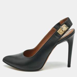 Givenchy Black Leather Shark Slingback Pumps Size 40.5