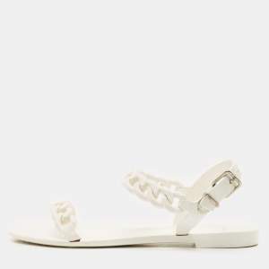 Givenchy White Jelly Chain Link Flat Ankle Strap Sandals Size 38