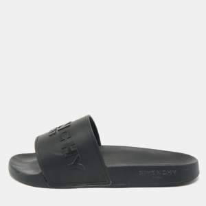 Givenchy Black Rubber Logo Flat Slide Sandals Size 39