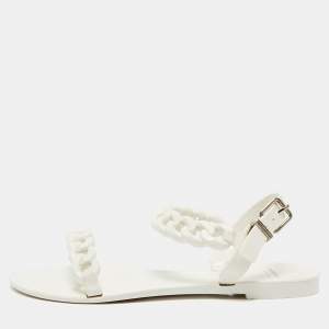 Pre Owned Givenchy White Jelly Chain-Link Flat Sandals Size 37