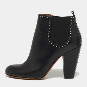 Pre Owned Givenchy Size 40 Black Studded Leather Round Toe Ankle Boots 