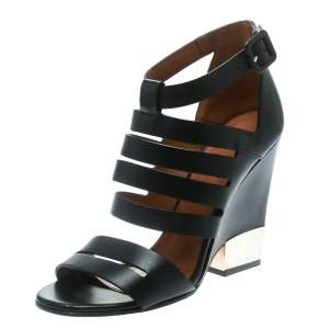 Givenchy Black Leather Wedge Sandals Size 35
