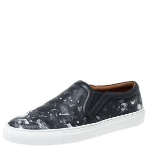 Givenchy Black Floral Print Leather Skate Slip On Sneakers Size 40