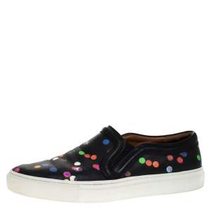 Givenchy Black Leather Confetti Slip On Sneakers Size 37