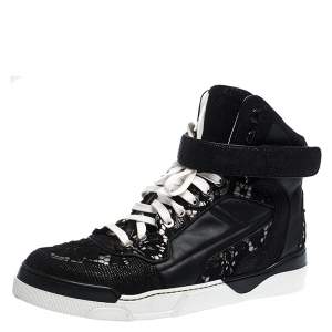 Givenchy Black Leather And Floral Lace Tyson High Top Sneakers Size 39
