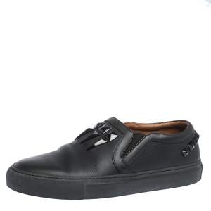 Givenchy Black Leather Studded Slip On Sneakers Size 40