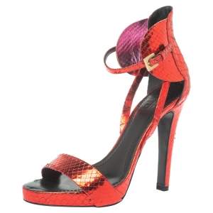 Givenchy Metallic Red Python Ankle Strap Sandals Size 39