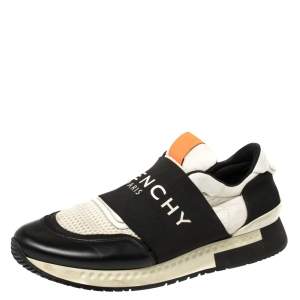 Givenchy Black/White Leather and Mesh Active Runner Slip On Sneakers Size 43