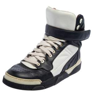 Givenchy Black/White Leather Tyson High Top Sneakers Size 38