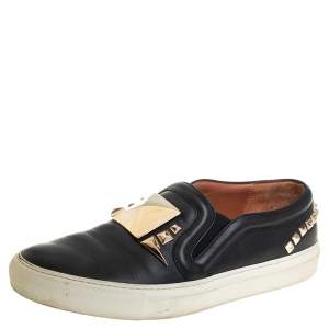 Givenchy Black Leather Embellished Skate Sneakers Size 38