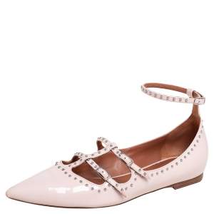 Givenchy Rose Poudre Patent Leather Accent Studded Mary Jane Ballet Flats Size 38.5