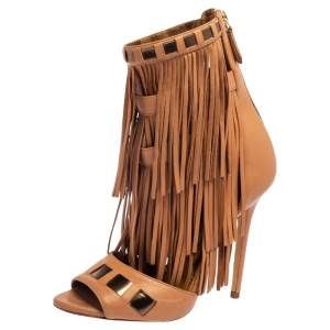 Givenchy Brown Leather Fringe Sandals Size 37