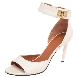 Givenchy White Leather Shark Tooth Ankle Strap Sandals Size 36