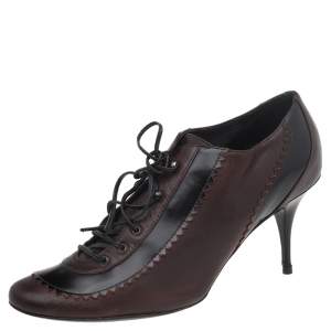 Givenchy Black/Brown Leather Lace Up Ankle Booties Size 39