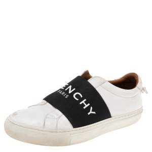 Givenchy White/Black Leather Urban Street Logo Slip-on Sneakers Size 36