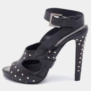 Givenchy Black Leather Studded Ankle Strap Sandals Size 37