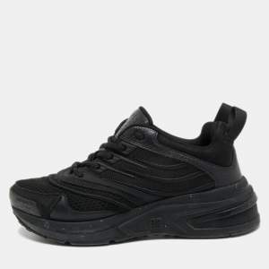 Givenchy Black Leather and Canvas Lace Up Sneakers Size 35