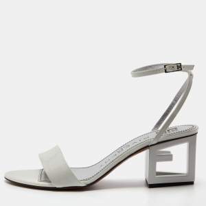 Givenchy White Patent Leather Triangle Ankle Strap Sandals Size 39.5