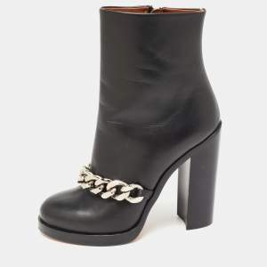 Givenchy Black Leather Chain Ankle Length Boots Size 37.5