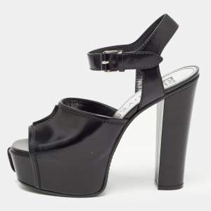 Givenchy Black Leather Platform Ankle Strap Sandals Size 39