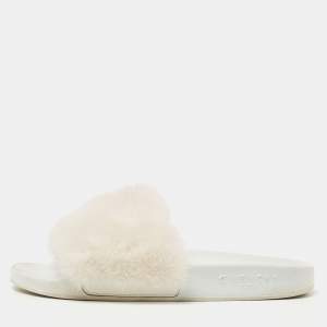 Givenchy White Mink Fur Pool Slides Size 37