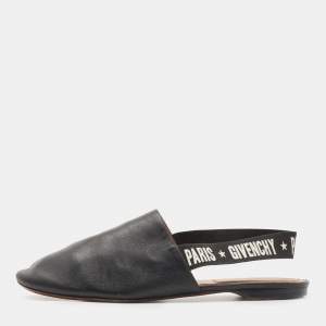 Givenchy Black Leather Rivington Slingback Flats Size 38