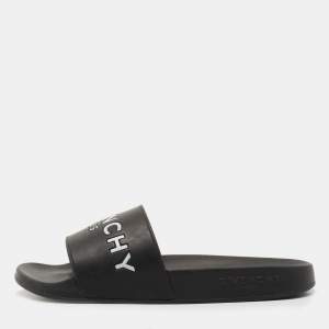 Givenchy Black Rubber Logo Slide Flats Size 38