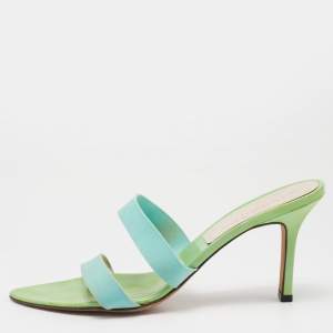 Givenchy Green/Blue Patent/Elastic Slide Sandals Size 39