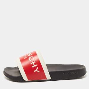 Givenchy Red/White Rubber Logo Slides Size 39